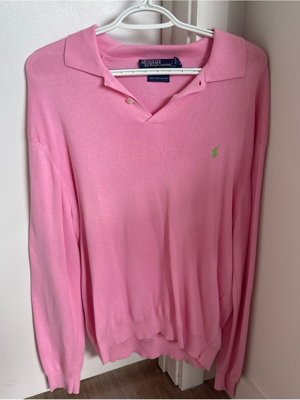 Ralph Lauren Pink V‑Neck Polo Collar Sweater